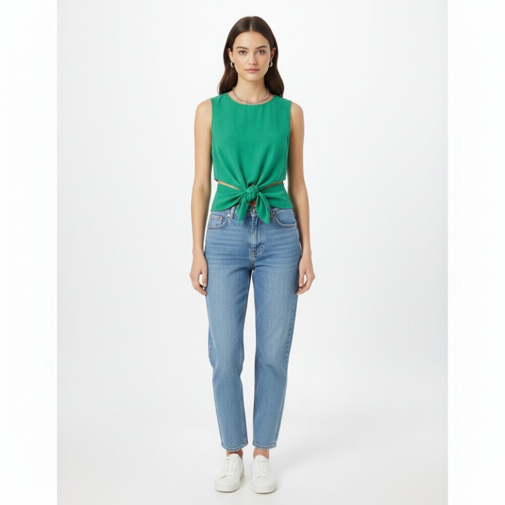 *Cotton Candy Green Sleeveless Blouse with Cutouts